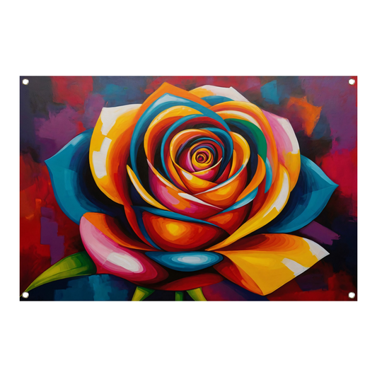 Kleurrijke Abstracte Roos in Levendige Tinten tuinposter