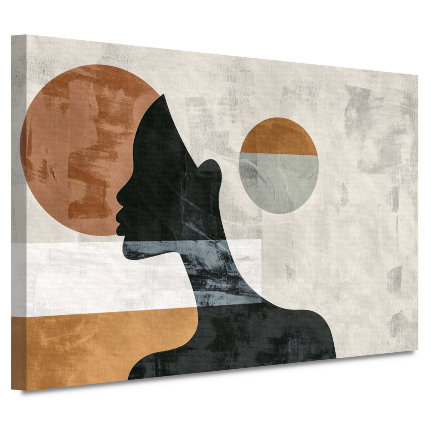 Silhouet van vrouw met minimalistische cirkels canvas