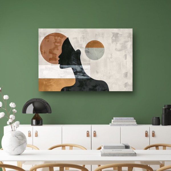 Silhouet van vrouw met minimalistische cirkels canvas