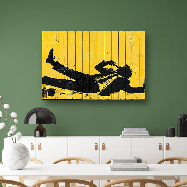 Silhouet van roker op gele achtergrond poster