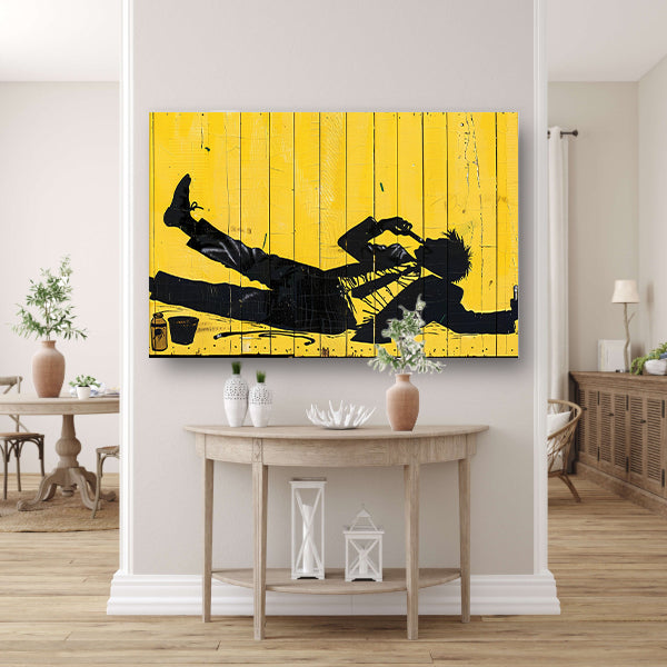 Silhouet van roker op gele achtergrond poster