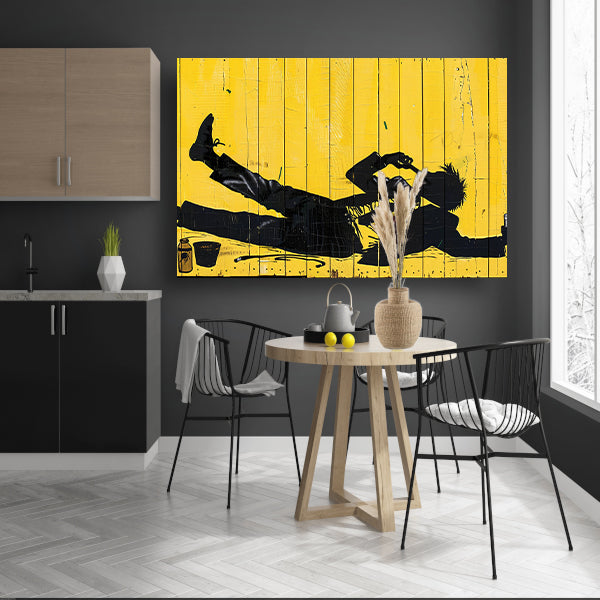 Silhouet van roker op gele achtergrond acrylglas