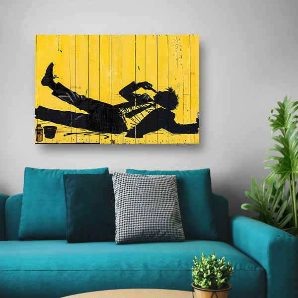 Silhouet van roker op gele achtergrond acrylglas