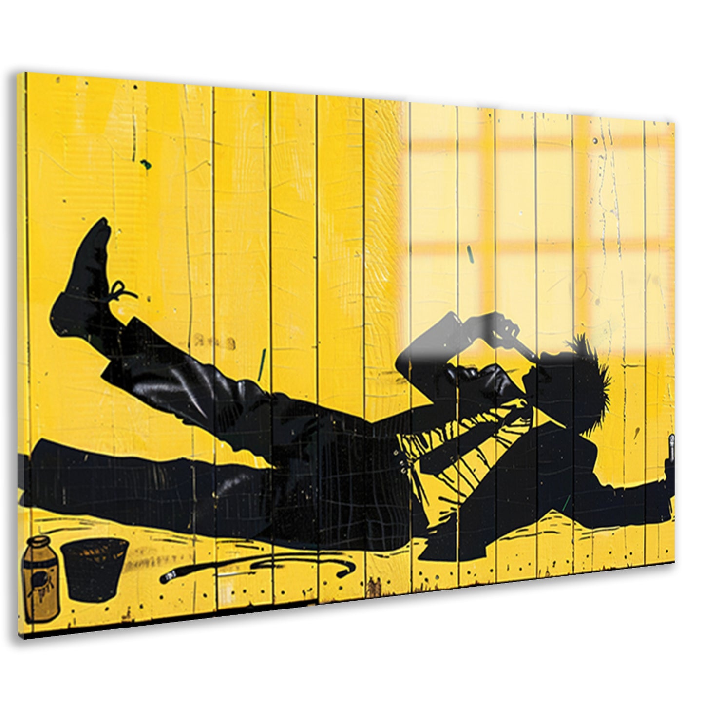 Silhouet van roker op gele achtergrond acrylglas