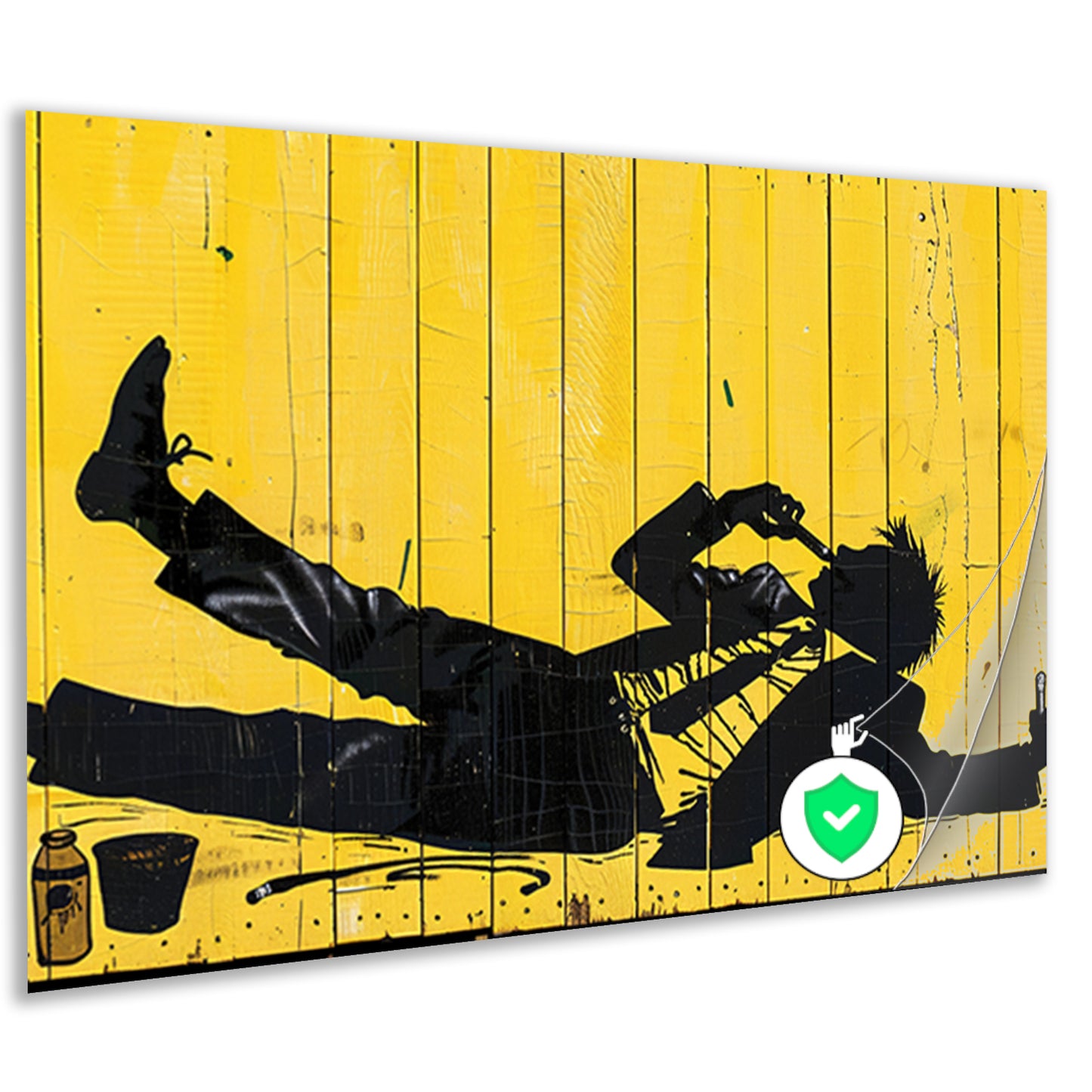 Silhouet van roker op gele achtergrond poster