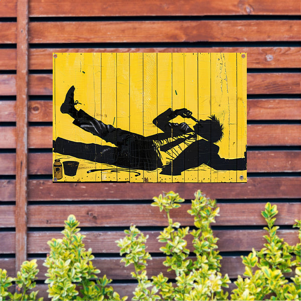 Silhouet van roker op gele achtergrond tuinposter