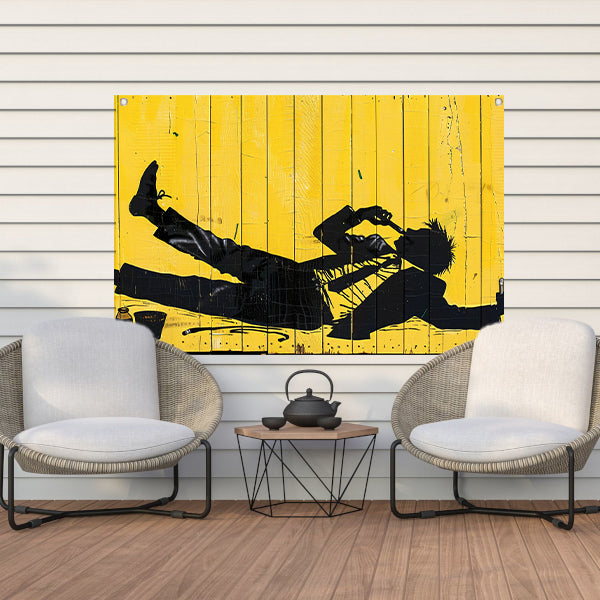 Silhouet van roker op gele achtergrond tuinposter