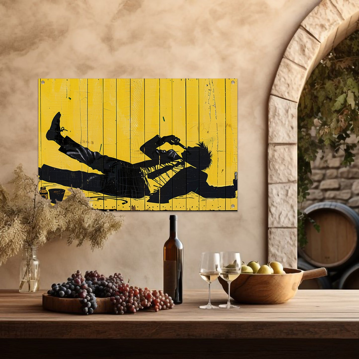 Silhouet van roker op gele achtergrond tuinposter
