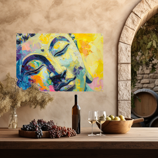 Dynamisch abstract expressionistisch olieverfschilderij in kleur tuinposter