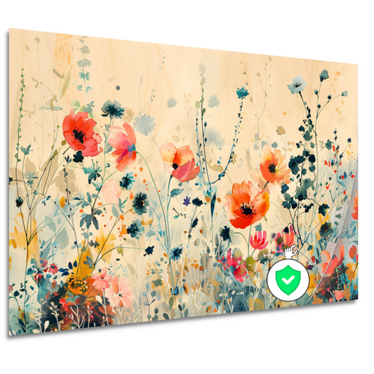 Abstract aquarel schilderij van kleurrijke wilde bloemen poster