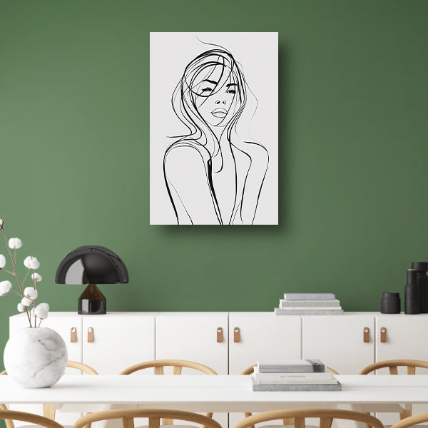 Modern portret in minimalistische lijn poster