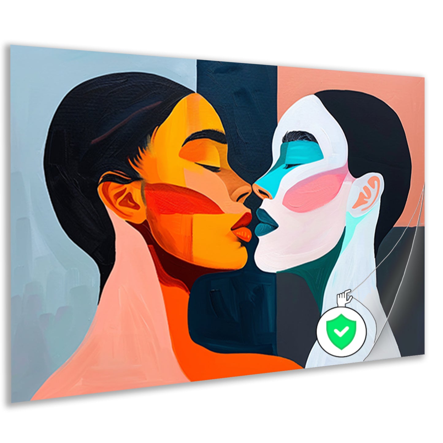 Kussend stel in kleurrijke popart stijl poster
