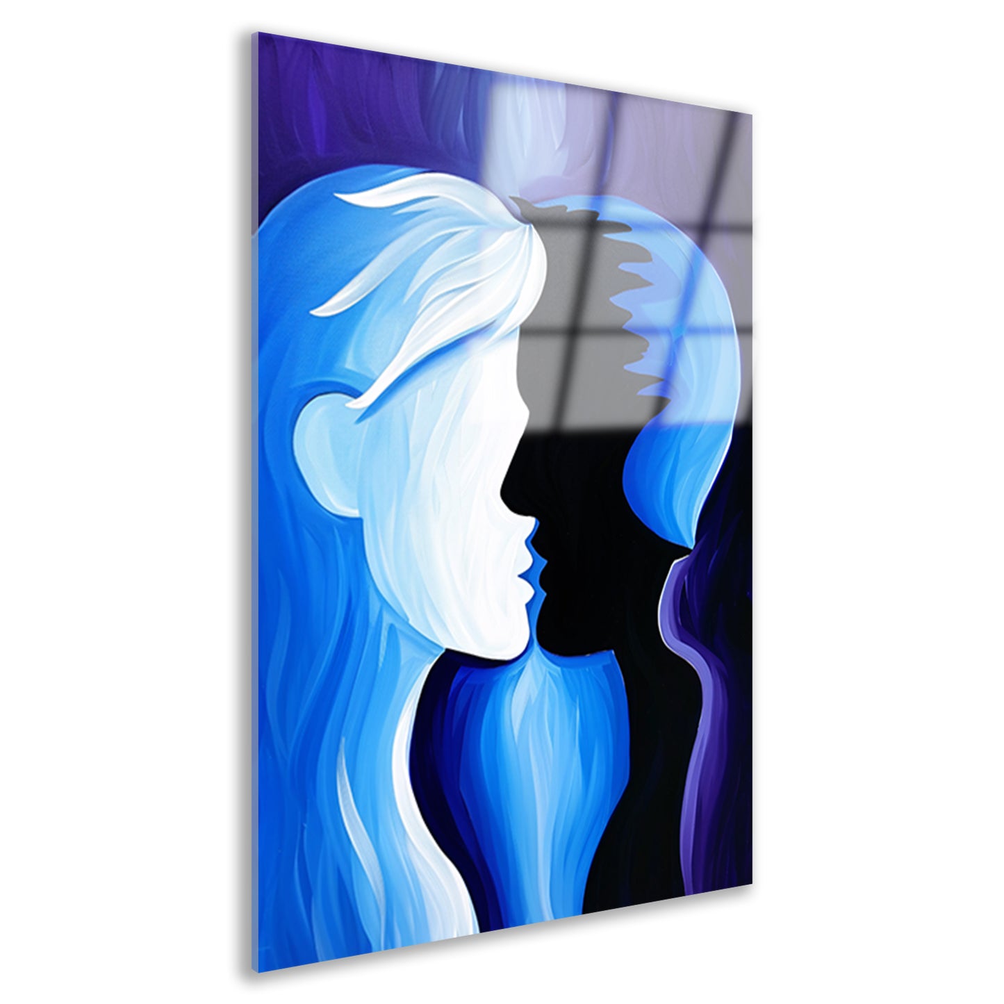 Abstracte kunst met silhouet gezichten acrylglas