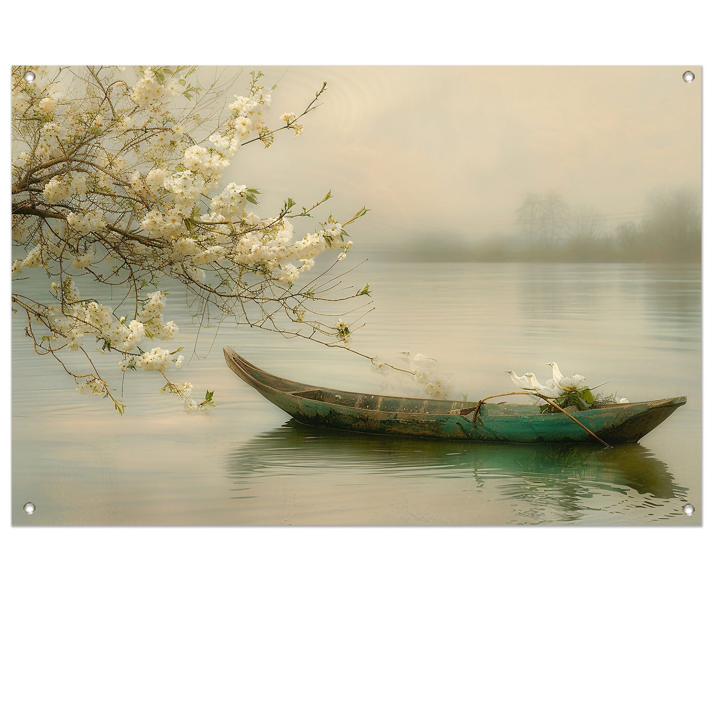 Impressionistische waterlelies in vijver tuinposter