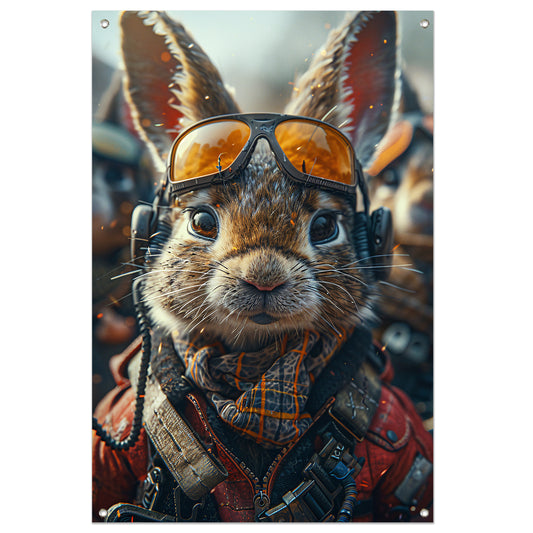 Konijnenpiloot klaar voor avontuur tuinposter