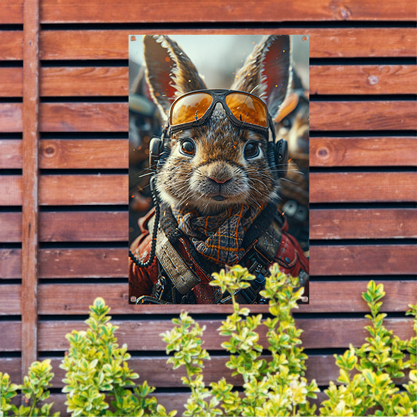 Konijnenpiloot klaar voor avontuur tuinposter