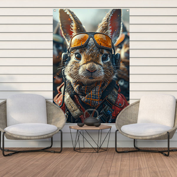 Konijnenpiloot klaar voor avontuur tuinposter