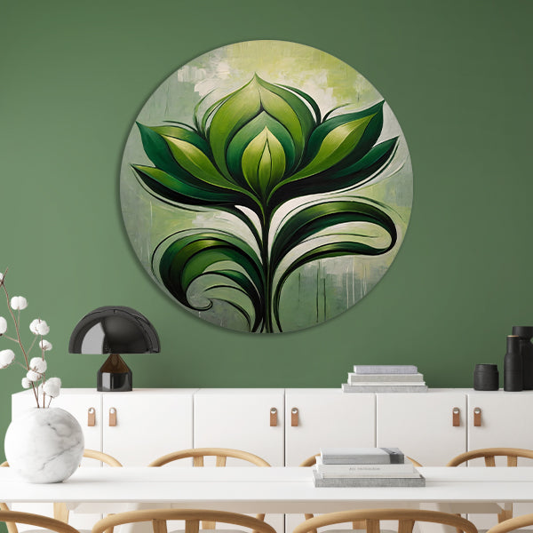 Abstracte Bloeiende Groene Bloem forex muurcirkel
