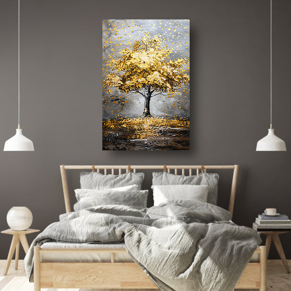 Majestueuze gouden boom in abstract landschap acrylglas
