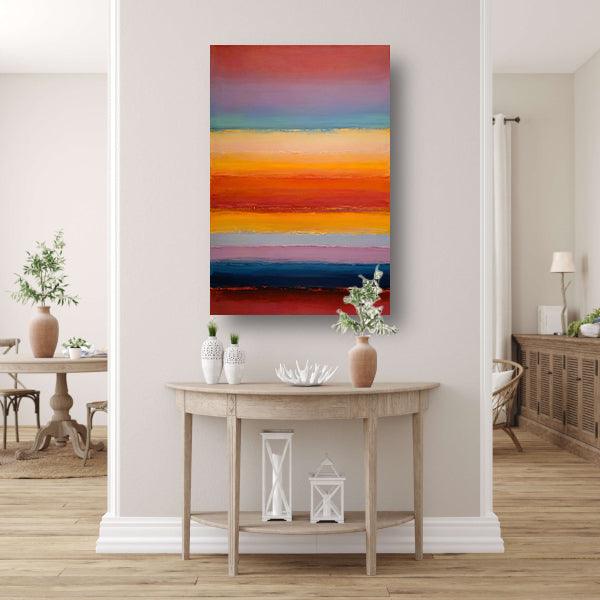 Abstracte horizon in warme zonsondergangstinten canvas
