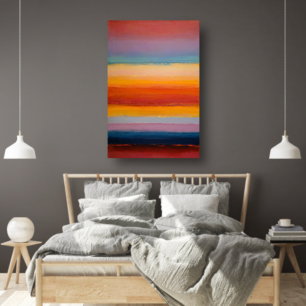Abstracte horizon in warme zonsondergangstinten canvas