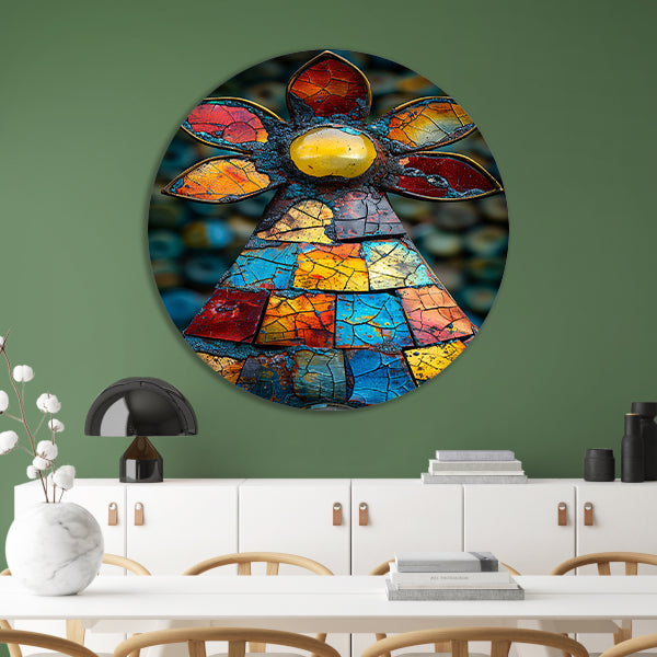 Kleurrijk Mozaïek Kunstwerk Bloem forex muurcirkel