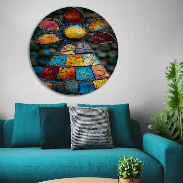 Kleurrijk Mozaïek Kunstwerk Bloem forex muurcirkel