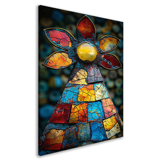 Kleurrijk Mozaïek Kunstwerk Bloem canvas