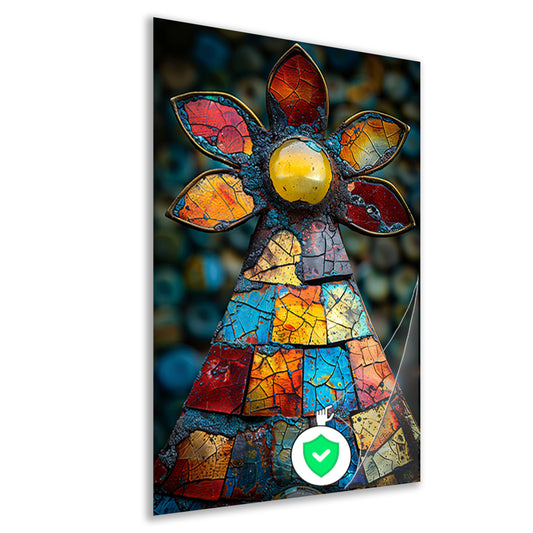 Kleurrijk Mozaïek Kunstwerk Bloem poster