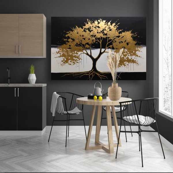 Gouden boom tegen nachtelijke hemel acrylglas