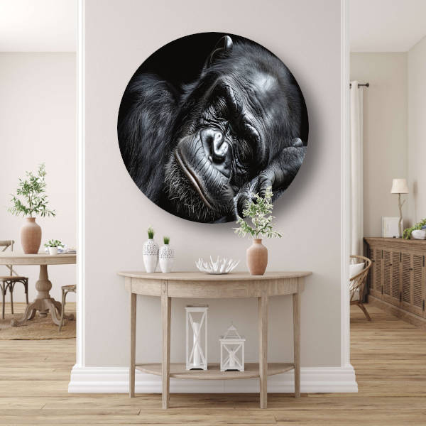 De stille contemplatie van een gorilla aluminium muurcirkel