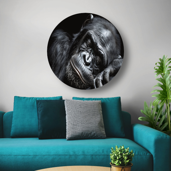 De stille contemplatie van een gorilla aluminium muurcirkel