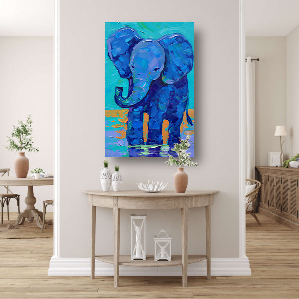 Kleurrijk abstract schilderij van een olifant poster