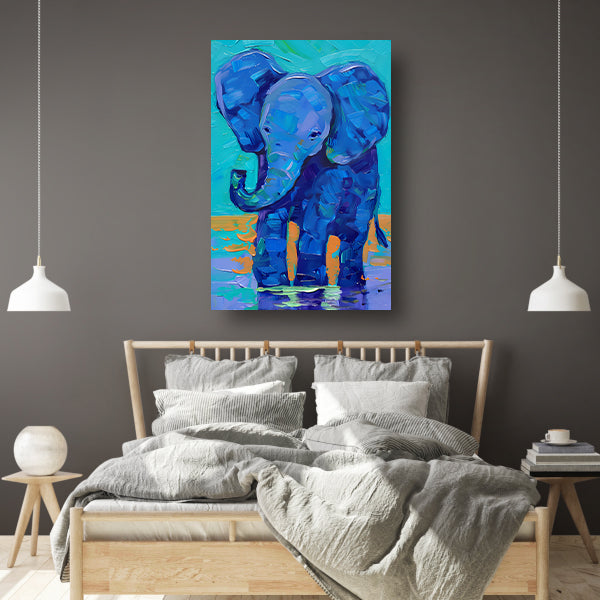 Kleurrijk abstract schilderij van een olifant poster