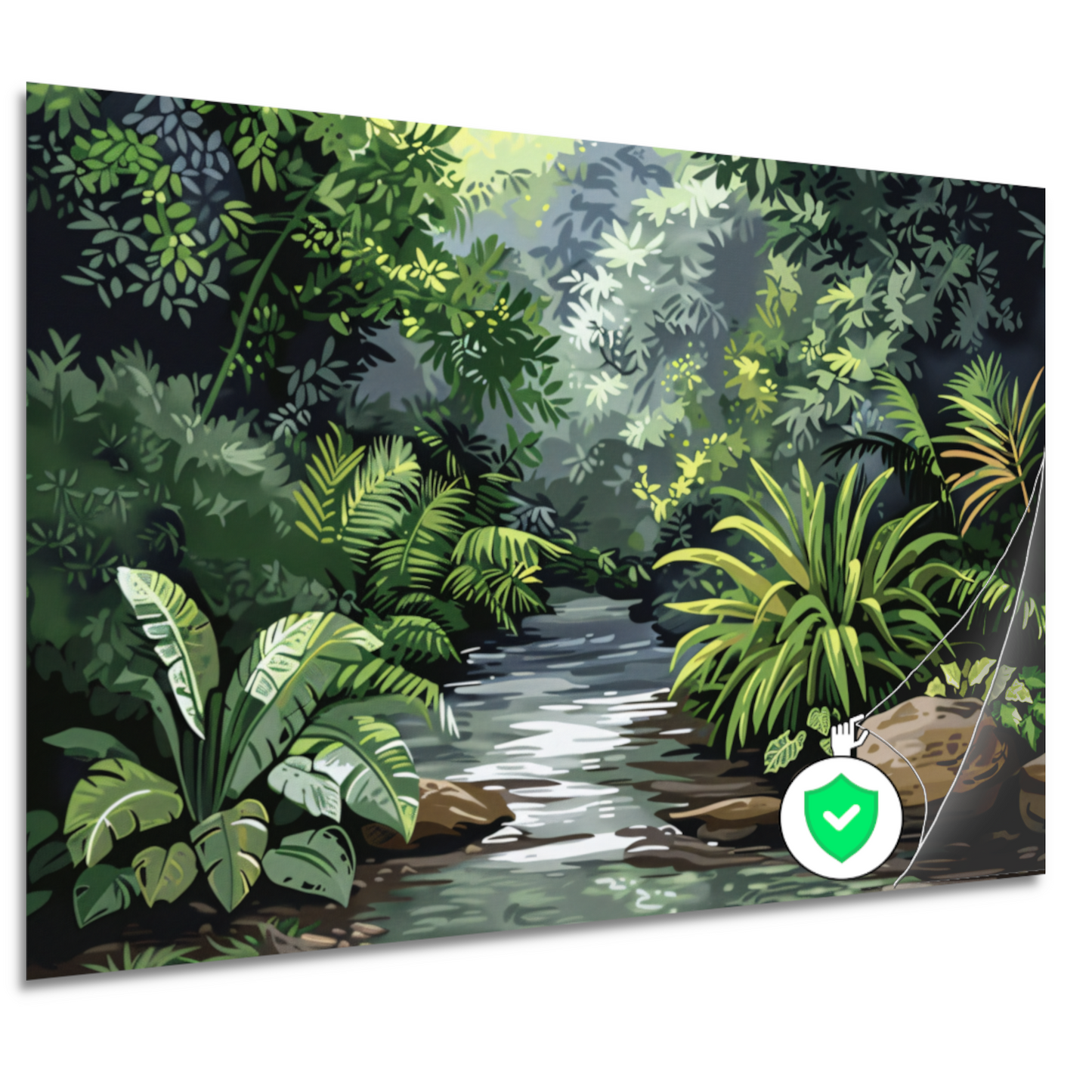 Impressionistische rivier in jungle poster