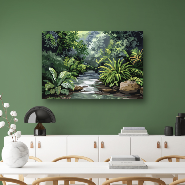 Impressionistische rivier in jungle poster