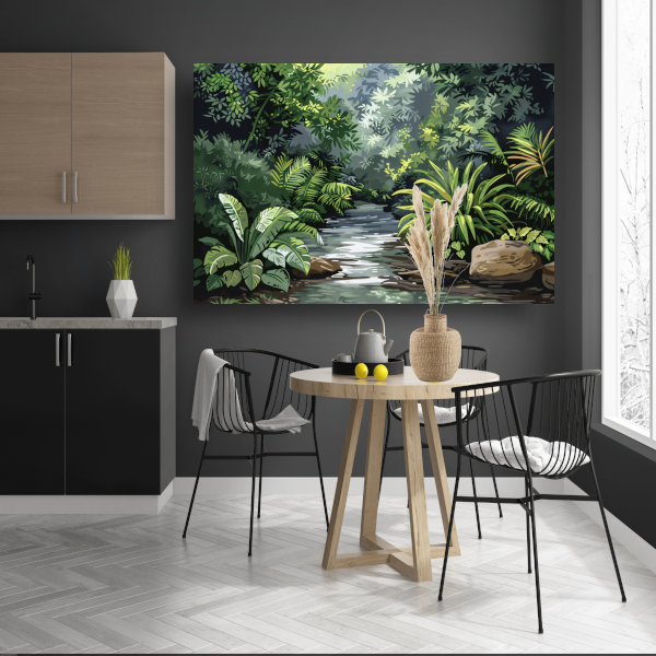 Impressionistische rivier in jungle poster