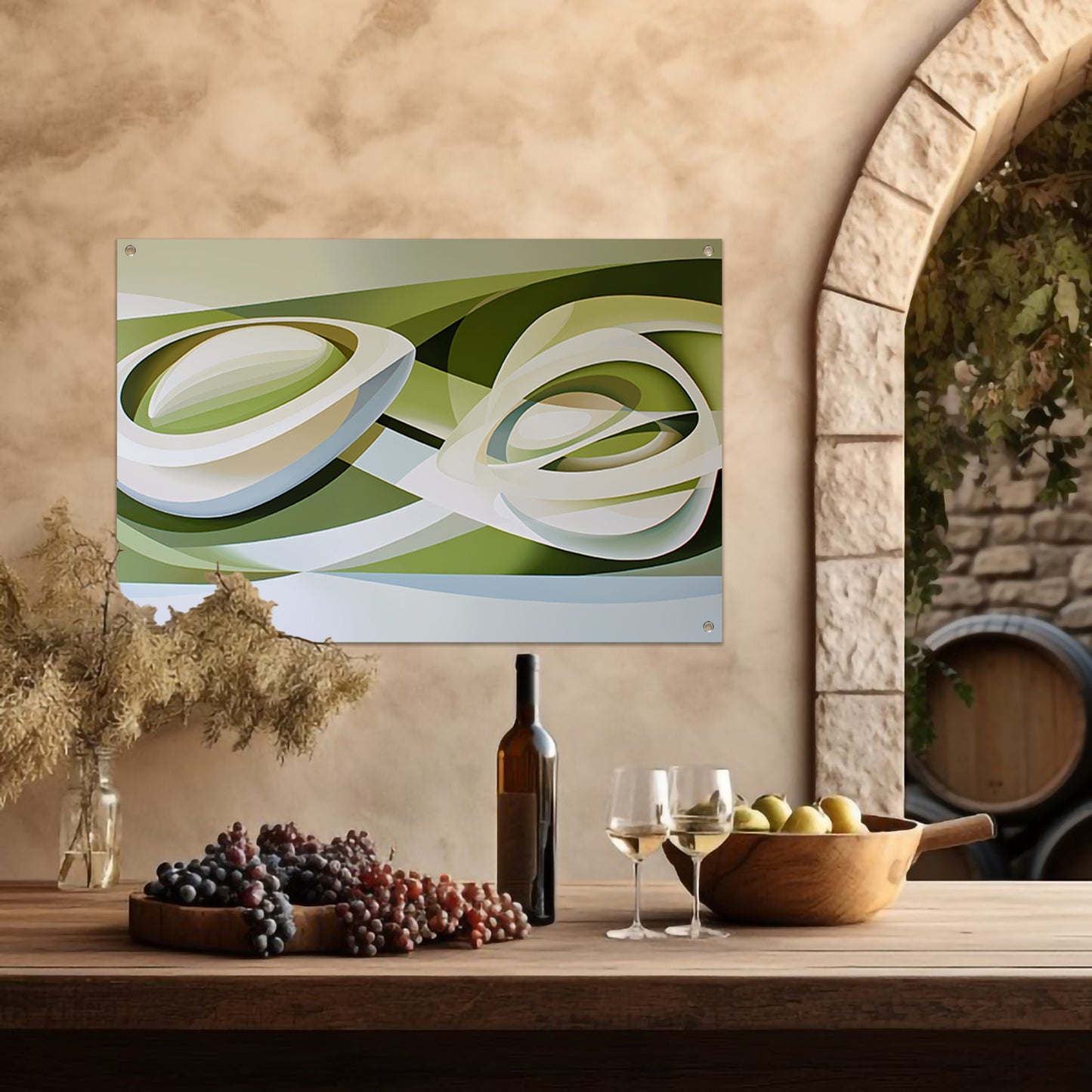 Abstracte kunst van een tulp in moderne stijl tuinposter