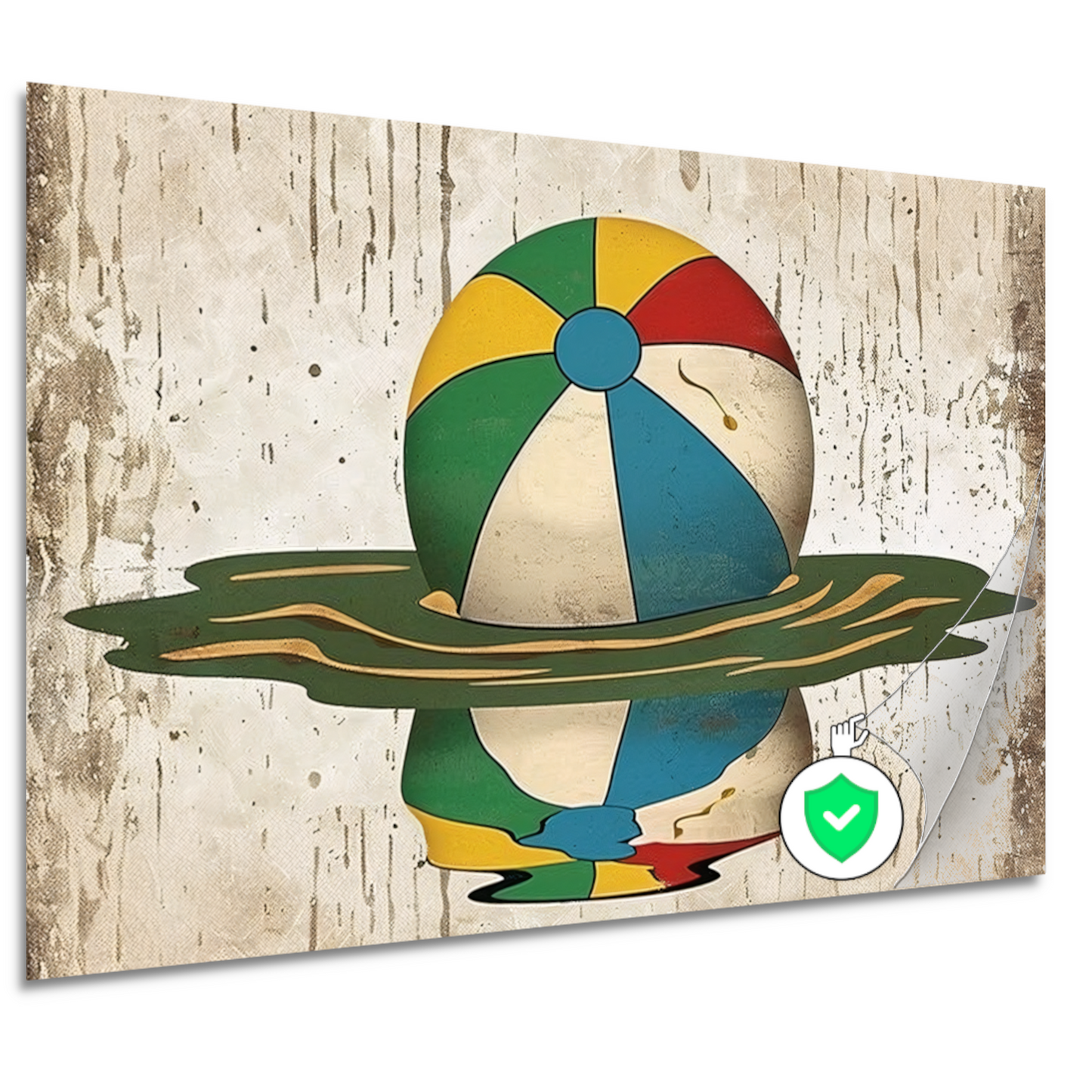 Vintage Strandbal in Levendige Kleuren poster