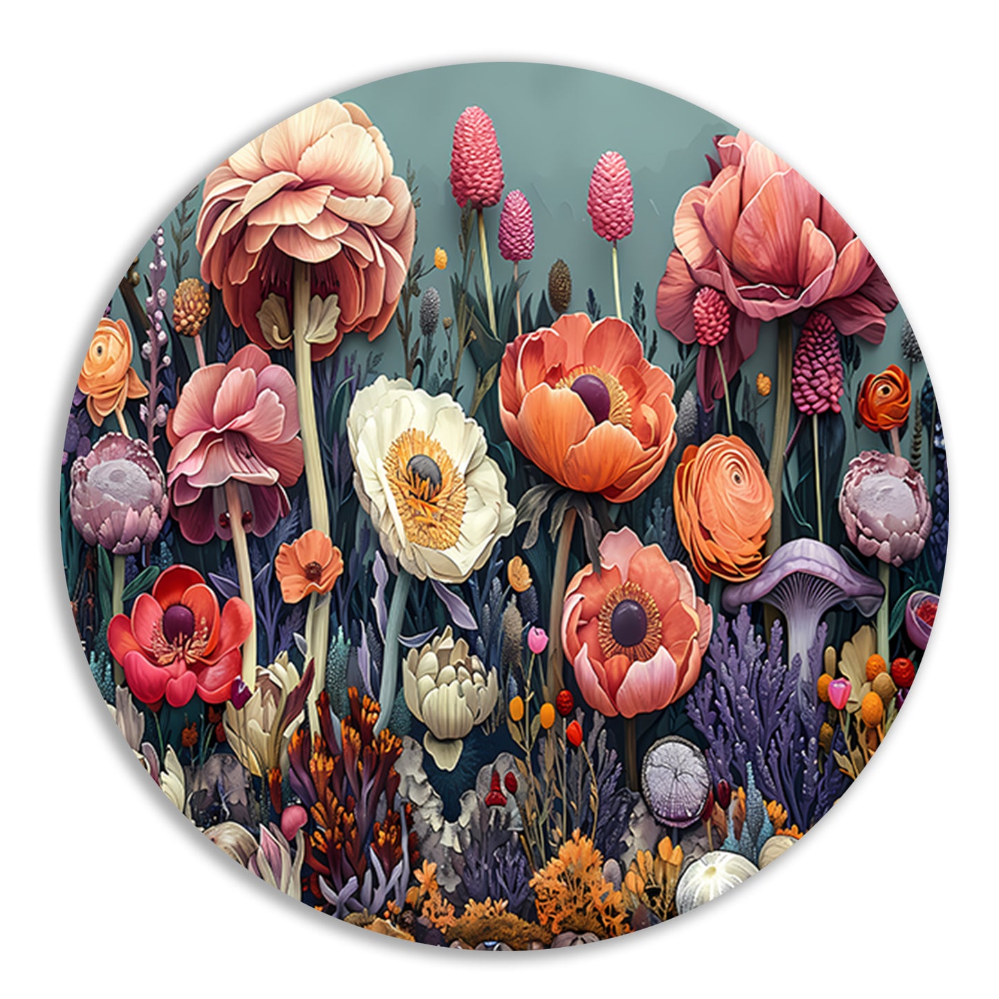 Zonnebloemen in Vaas aluminium muurcirkel
