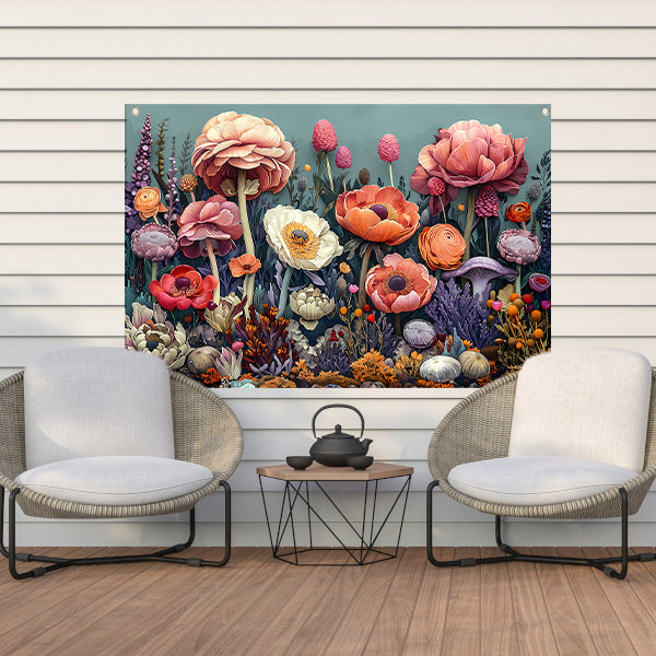 Zonnebloemen in Vaas tuinposter