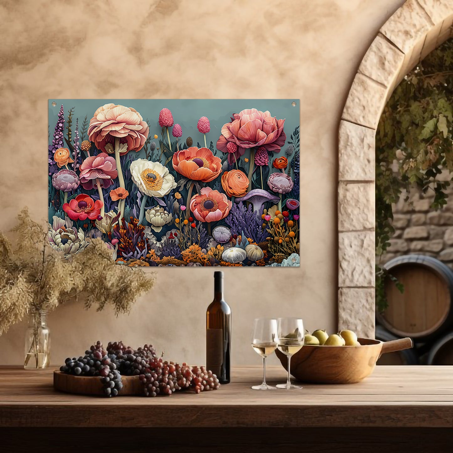 Zonnebloemen in Vaas tuinposter
