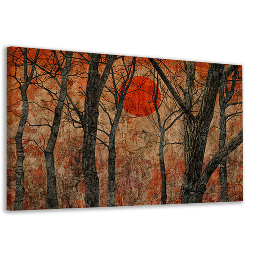 Avondzon door bomen canvas