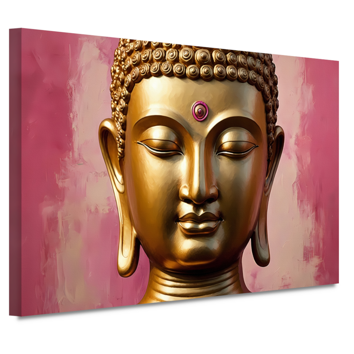 Serene Gouden Boeddha met Roze Achtergrond canvas