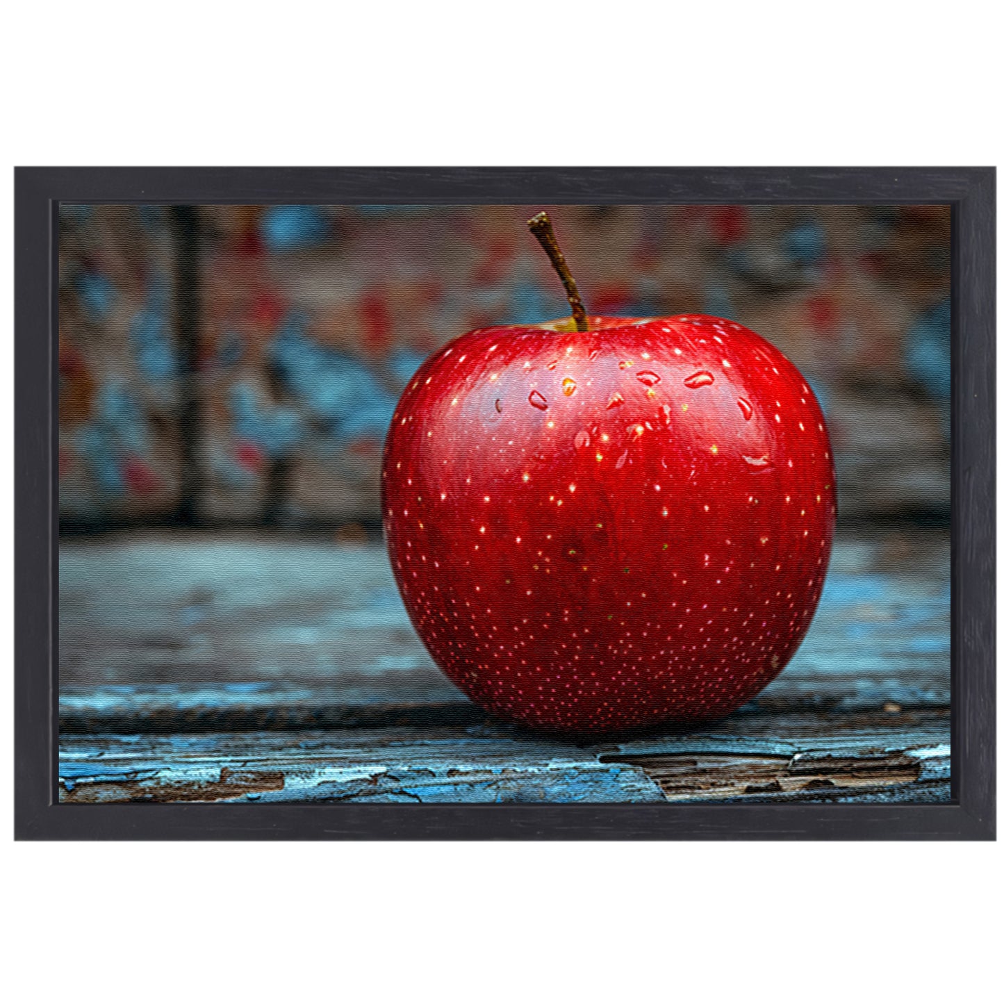 Rode Appel Bedekt met Dauwdruppels canvas met baklijst