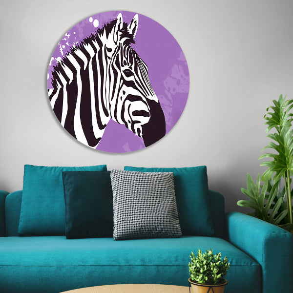 Zebra op een paarse abstracte achtergrond forex muurcirkel