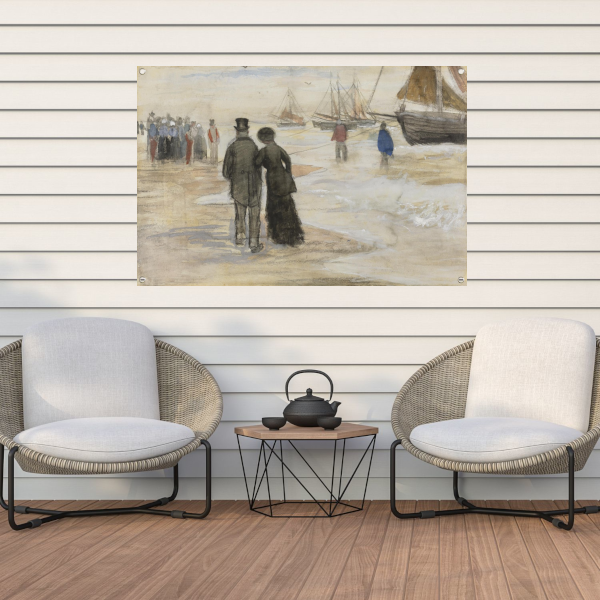 Het strand van Scheveningen - Vincent van Gogh tuinposter