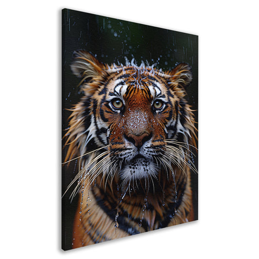 Portret van Tijger in de Regen canvas
