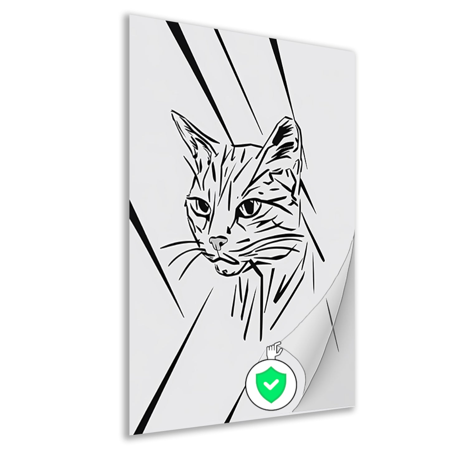 Minimalistische zwart-witte kat in lijnen poster