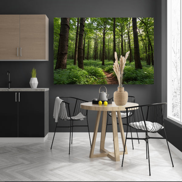 Prachtig groen bos op zonnige dag poster